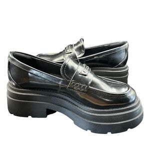 Wild Pair Nelley Platform Lug Sole Platform Loafers Black Size 7.5 NWOT